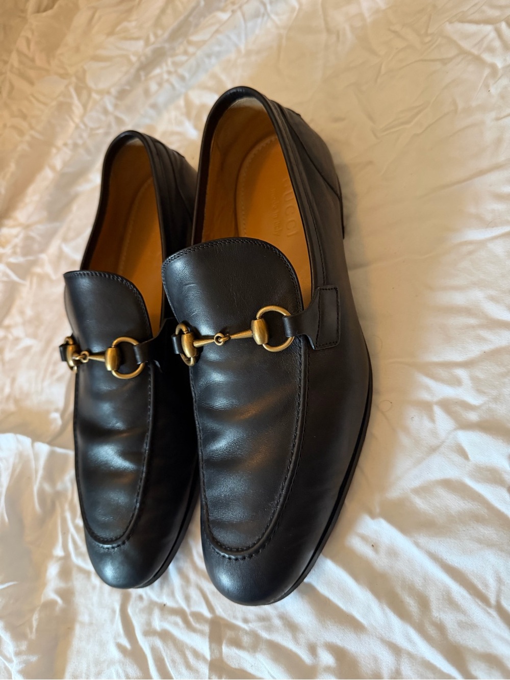 Gucci Jordaan Horsebit Loafers Black Leather Men’s 7.5 406994